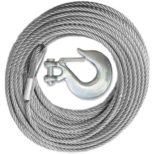 Totalturf Winch Cable with Mega Winch Hook - GALVANIZED - 5/16 X 125 9 800lb strength 4X4 VEHICLE RECOVERY TO2528599